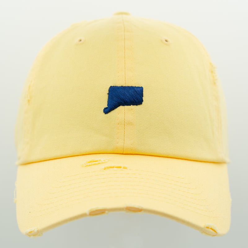 "CT" Vintage Baseball Cap (Light Yellow/Navy)